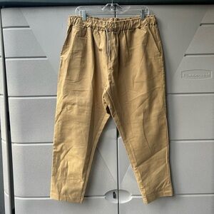 Women's Sturdy Tan Trousers with Elastic Waistband